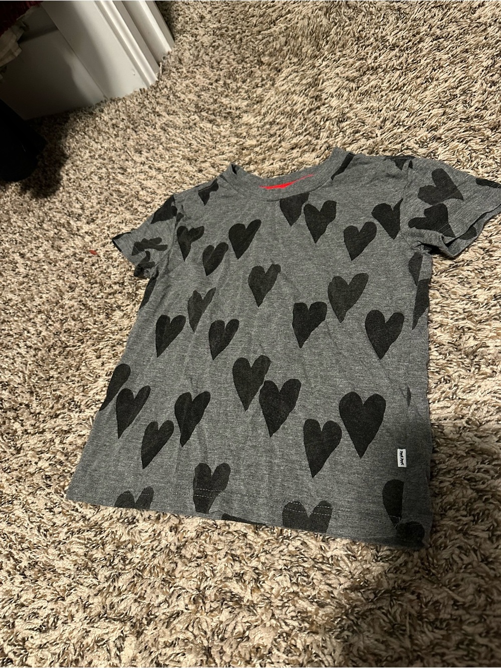 Little Sleepies Gray Short Sleeve Tee with Black Heart Print